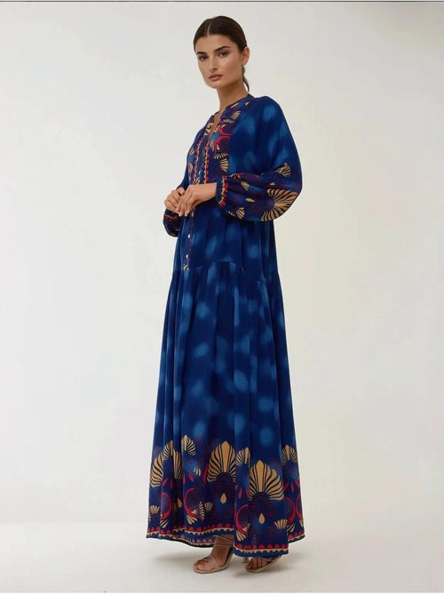 Robe longue imprimée à manches longues en viscose - Kiabi Robe longue imprimée à manches longues en viscose - Kiabi