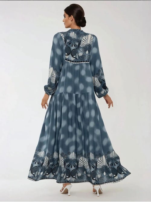 Robe longue imprimée à manches longues en viscose - Kiabi Robe longue imprimée à manches longues en viscose - Kiabi