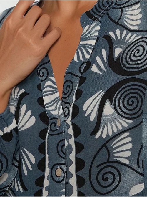 Robe longue imprimée à manches longues en viscose - Kiabi Robe longue imprimée à manches longues en viscose - Kiabi