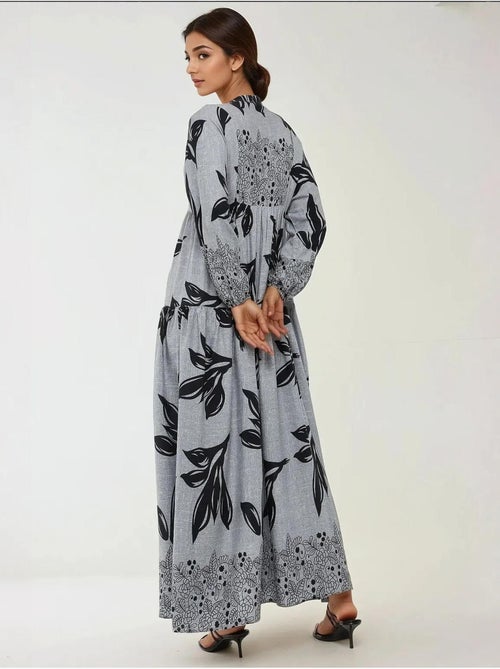 Robe longue imprimée à manches longues en viscose - Kiabi Robe longue imprimée à manches longues en viscose - Kiabi