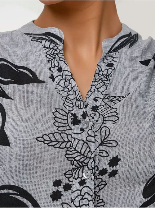 Robe longue imprimée à manches longues en viscose - Kiabi Robe longue imprimée à manches longues en viscose - Kiabi