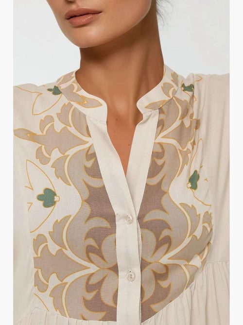 Robe longue imprimée à manches longues en viscose hiccup - Kiabi Robe longue imprimée à manches longues en viscose hiccup - Kiabi