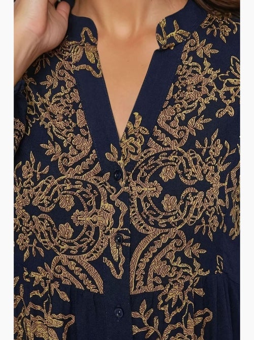 Robe longue imprimée à manches longues en viscose hiccup - Kiabi Robe longue imprimée à manches longues en viscose hiccup - Kiabi