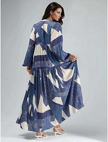 Robe longue imprimée à manches longues en viscose hiccup