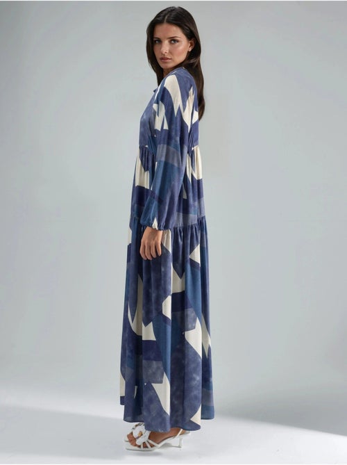 Robe longue imprimée à manches longues en viscose hiccup - Kiabi Robe longue imprimée à manches longues en viscose hiccup - Kiabi