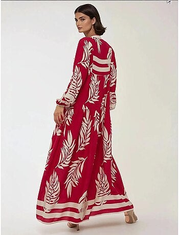 Robe longue imprimée à manches longues en viscose hiccup