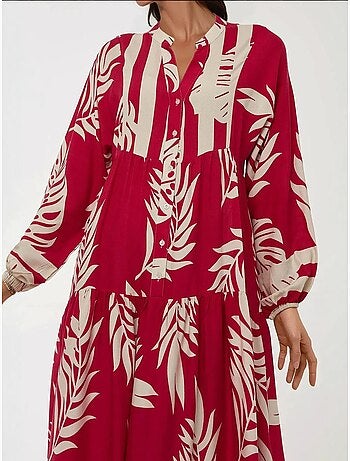Robe longue imprimée à manches longues en viscose hiccup