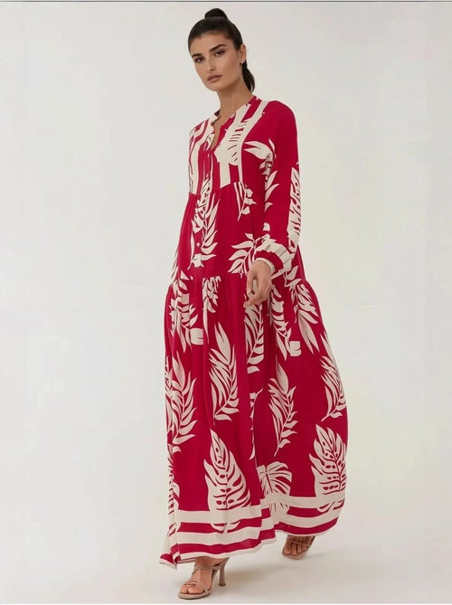 Robe longue imprimée à manches longues en viscose hiccup - Kiabi Robe longue imprimée à manches longues en viscose hiccup - Kiabi
