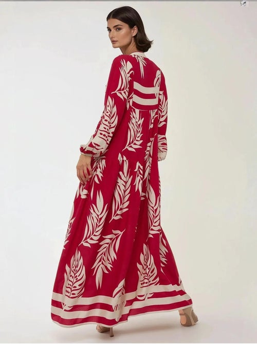 Robe longue imprimée à manches longues en viscose hiccup - Kiabi Robe longue imprimée à manches longues en viscose hiccup - Kiabi
