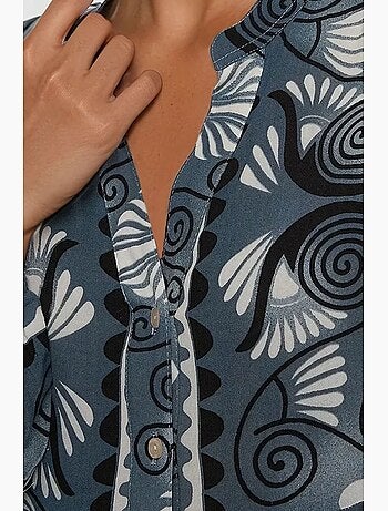 Robe longue imprimée à manches longues en viscose hiccup