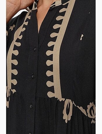 Robe longue imprimée à manches longues en viscose hiccup