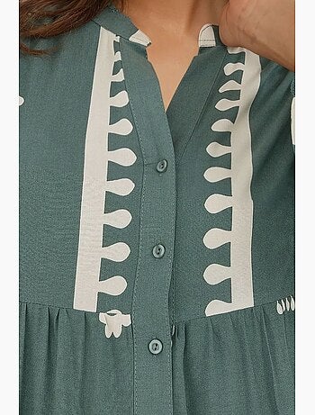 Robe longue imprimée à manches longues en viscose hiccup