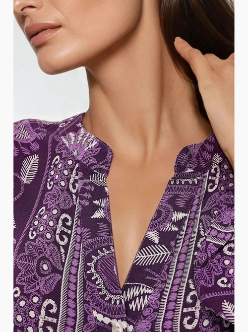 Robe longue imprimée à manches longues en viscose hiccup - Kiabi Robe longue imprimée à manches longues en viscose hiccup - Kiabi