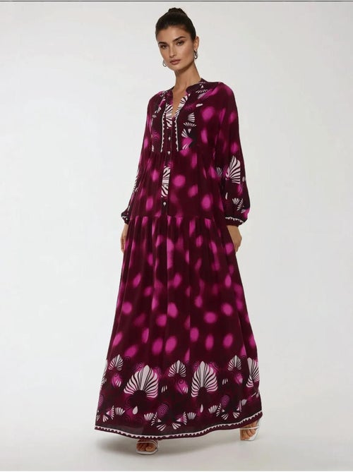 Robe longue imprimée à manches longues en viscose - Kiabi Robe longue imprimée à manches longues en viscose - Kiabi