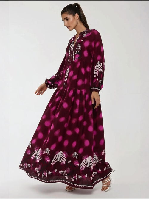 Robe longue imprimée à manches longues en viscose - Kiabi Robe longue imprimée à manches longues en viscose - Kiabi