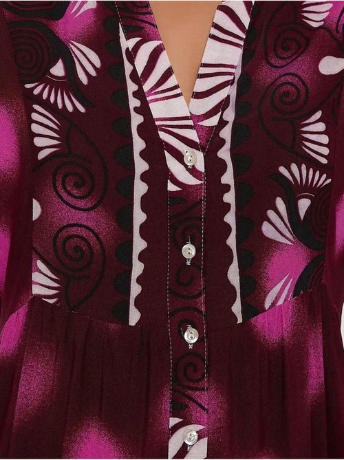 Robe longue imprimée à manches longues en viscose - Kiabi Robe longue imprimée à manches longues en viscose - Kiabi