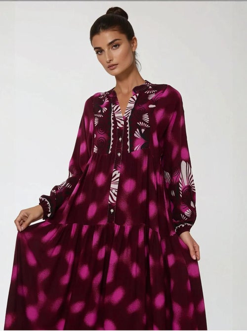 Robe longue imprimée à manches longues en viscose - Kiabi Robe longue imprimée à manches longues en viscose - Kiabi
