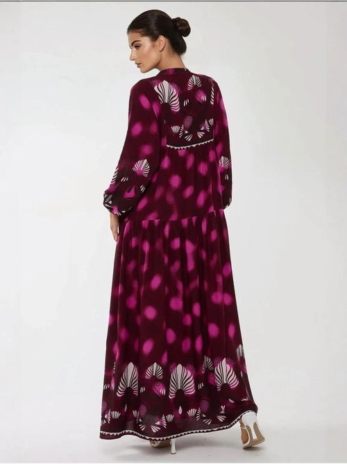 Robe longue imprimée à manches longues en viscose - Kiabi Robe longue imprimée à manches longues en viscose - Kiabi