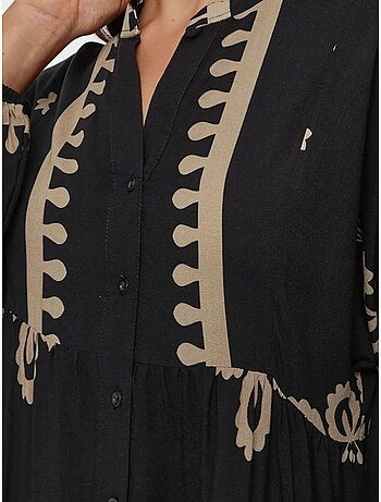 Robe longue imprimée à manches longues en viscose