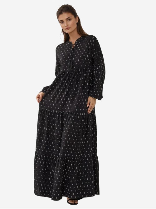 Robe longue imprimée à manches longues en viscose - Kiabi Robe longue imprimée à manches longues en viscose - Kiabi