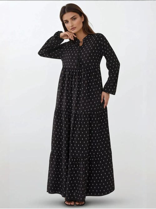 Robe longue imprimée à manches longues en viscose - Kiabi Robe longue imprimée à manches longues en viscose - Kiabi