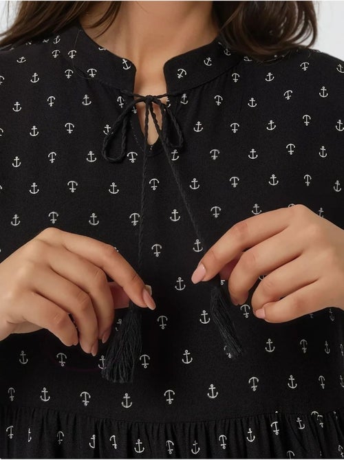 Robe longue imprimée à manches longues en viscose - Kiabi Robe longue imprimée à manches longues en viscose - Kiabi