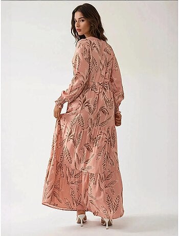 Robe longue imprimée à manches longues en viscose