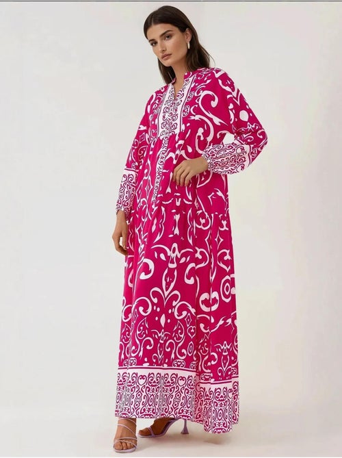 Robe longue imprimée à manches longues en viscose - Kiabi Robe longue imprimée à manches longues en viscose - Kiabi
