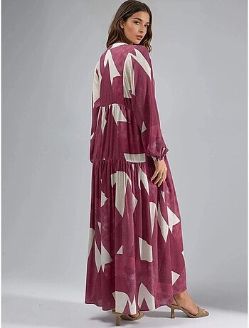 Robe longue imprimée à manches longues en viscose
