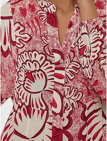 Robe longue imprimée à manches longues en viscose