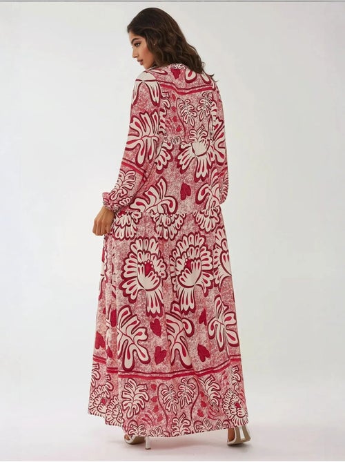 Robe longue imprimée à manches longues en viscose - Kiabi