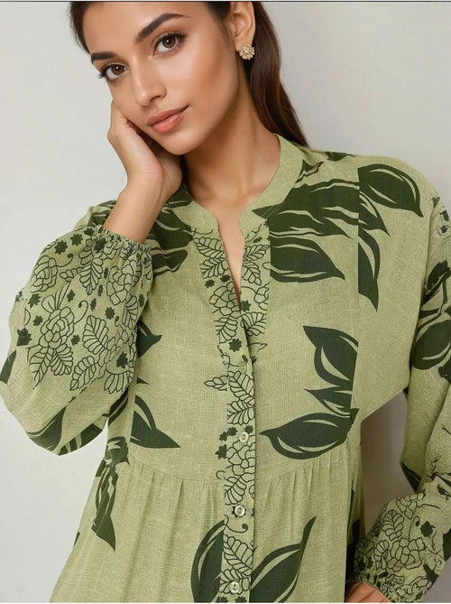 Robe longue imprimée à manches longues en viscose - Kiabi Robe longue imprimée à manches longues en viscose - Kiabi