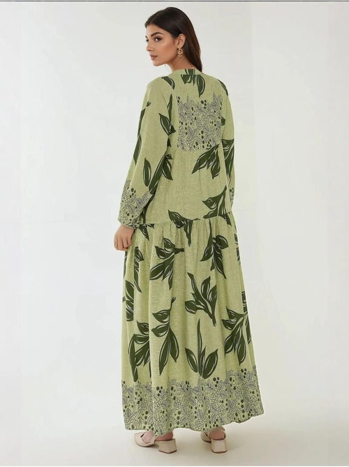 Robe longue imprimée à manches longues en viscose - Kiabi Robe longue imprimée à manches longues en viscose - Kiabi