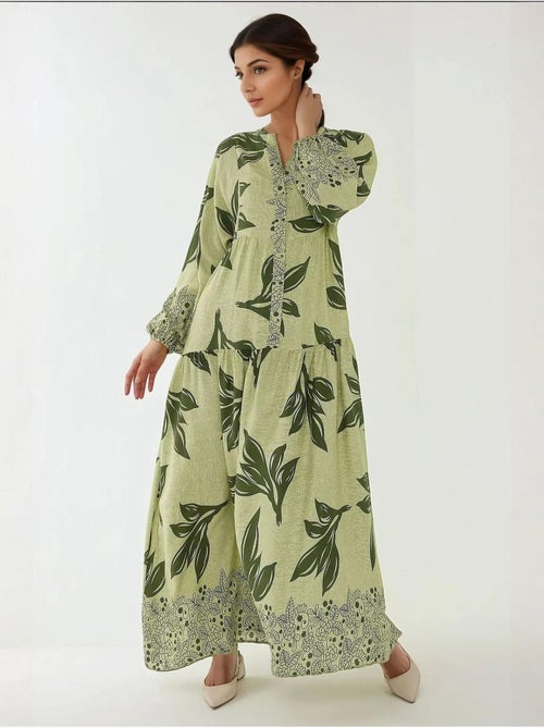 Robe longue imprimée à manches longues en viscose - Kiabi Robe longue imprimée à manches longues en viscose - Kiabi