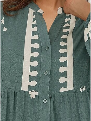 Robe longue imprimée à manches longues en viscose
