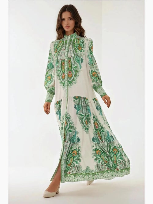 Robe longue imprimée à manches longues hiccup - Kiabi
