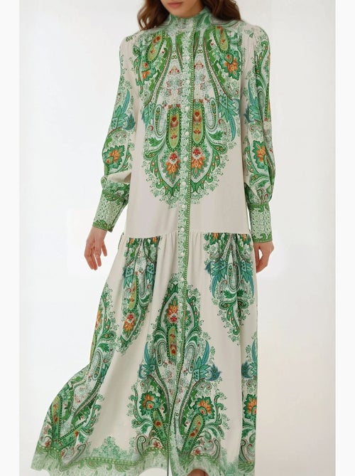 Robe longue imprimée à manches longues hiccup - Kiabi