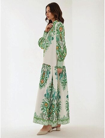 Robe longue imprimée à manches longues