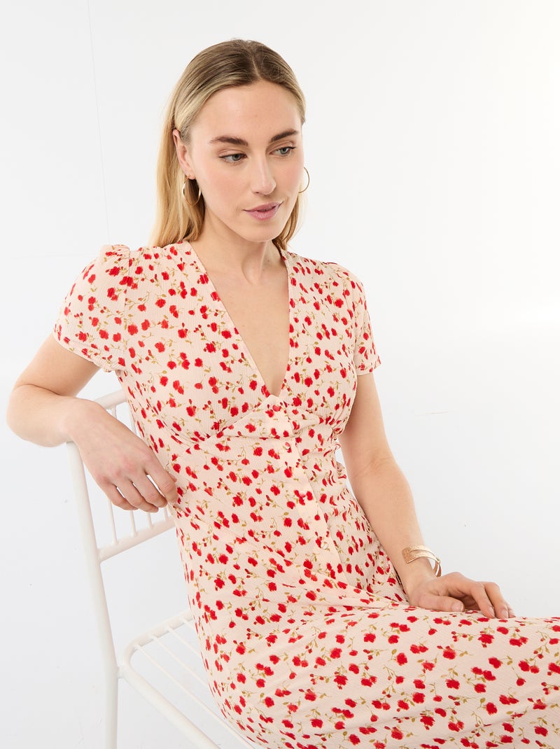 Robe longue imprimée all-over fine Blanc - Kiabi