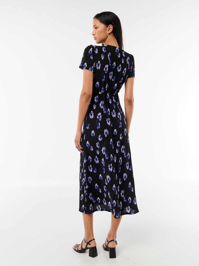 Robe longue imprimée all-over fine Bleu - Kiabi