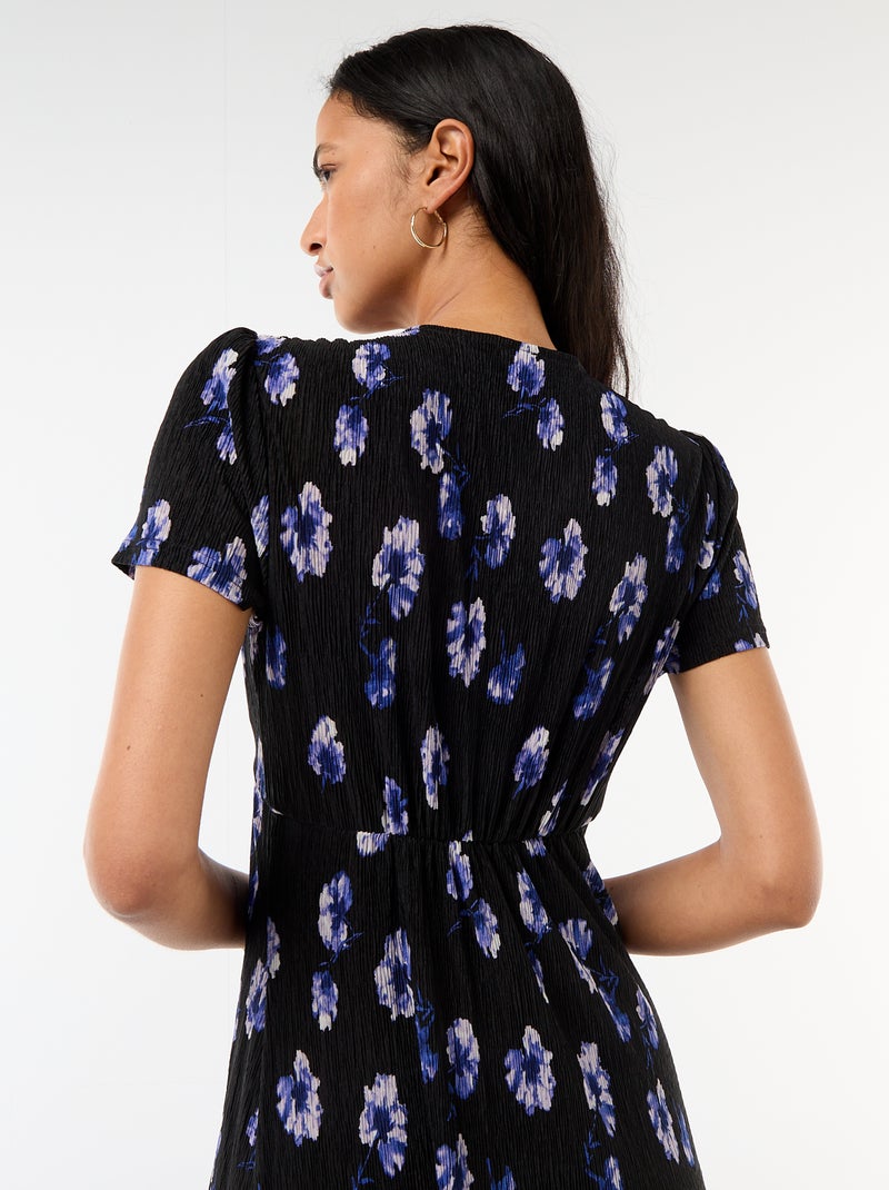 Robe longue imprimée all-over fine Bleu - Kiabi