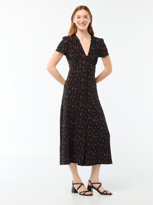 Robe longue imprimée all-over fine - Kiabi