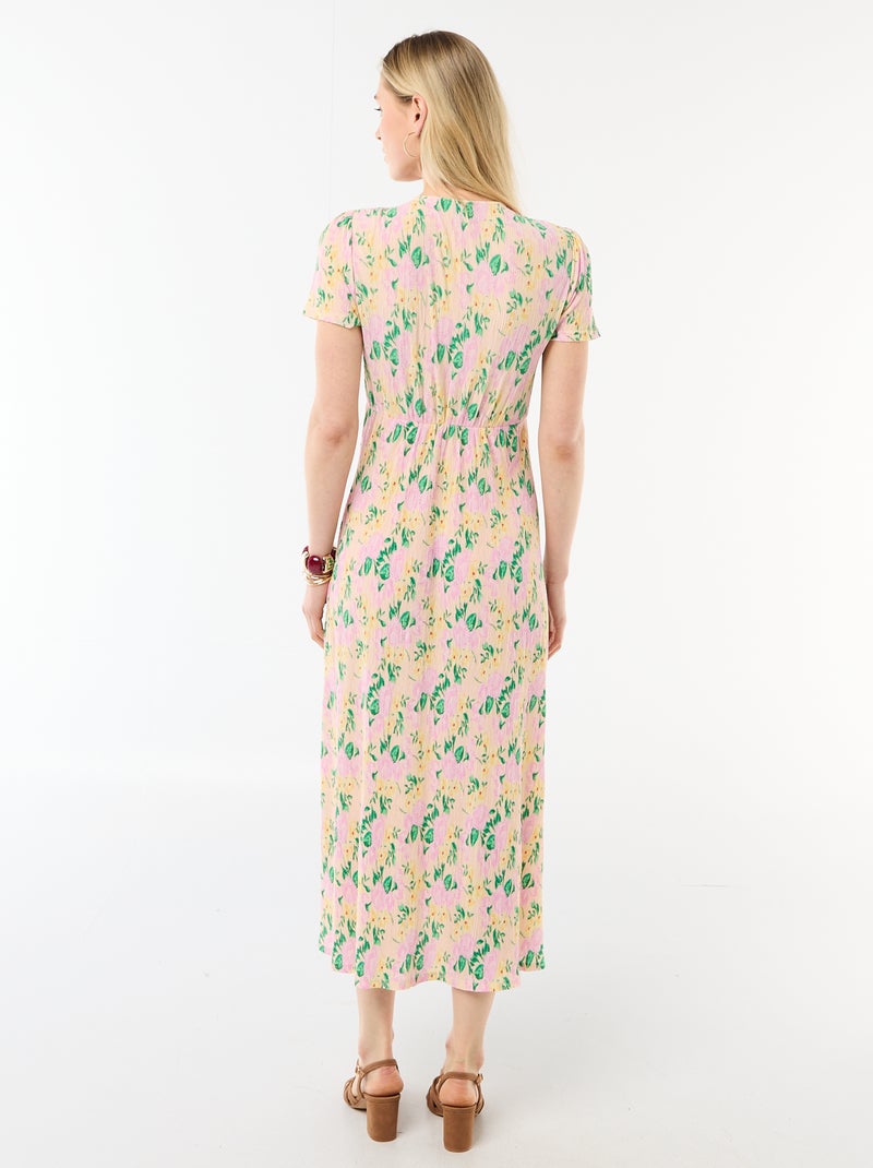 Robe longue imprimée all-over fine Rose - Kiabi