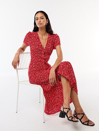 Robe longue imprimée all-over fine