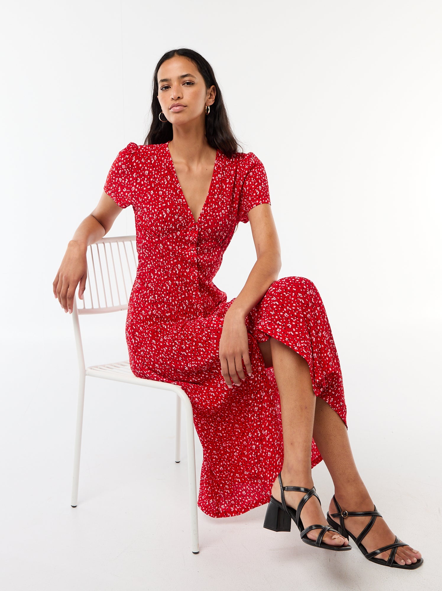 Robe longue imprimée all-over fine