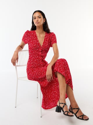 Robe longue imprimée all-over fine