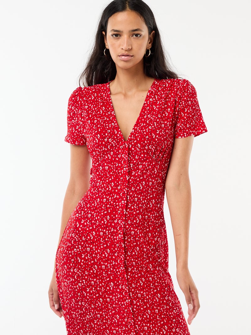 Robe longue imprimée all-over fine Rouge - Kiabi