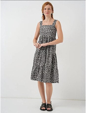 Robe longue imprimée avec col carré et fermeture éclair bdart