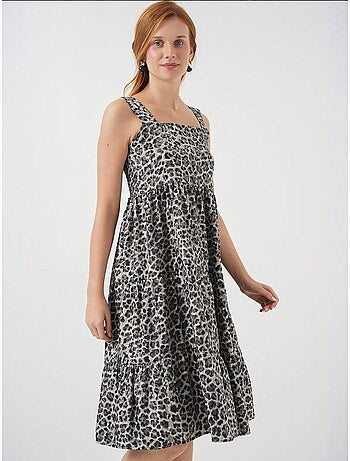 Robe longue imprimée avec col carré et fermeture éclair bdart