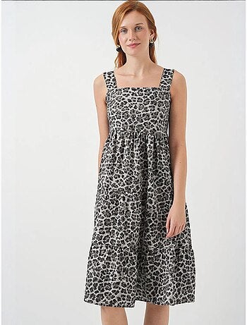 Robe longue imprimée avec col carré et fermeture éclair bdart